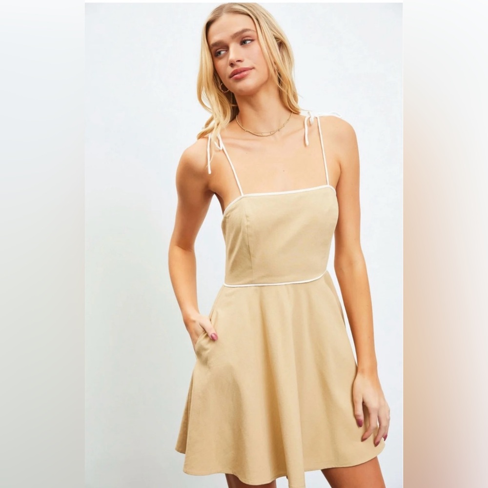Mustard Seed Contrast Piping Cami Mini Dress